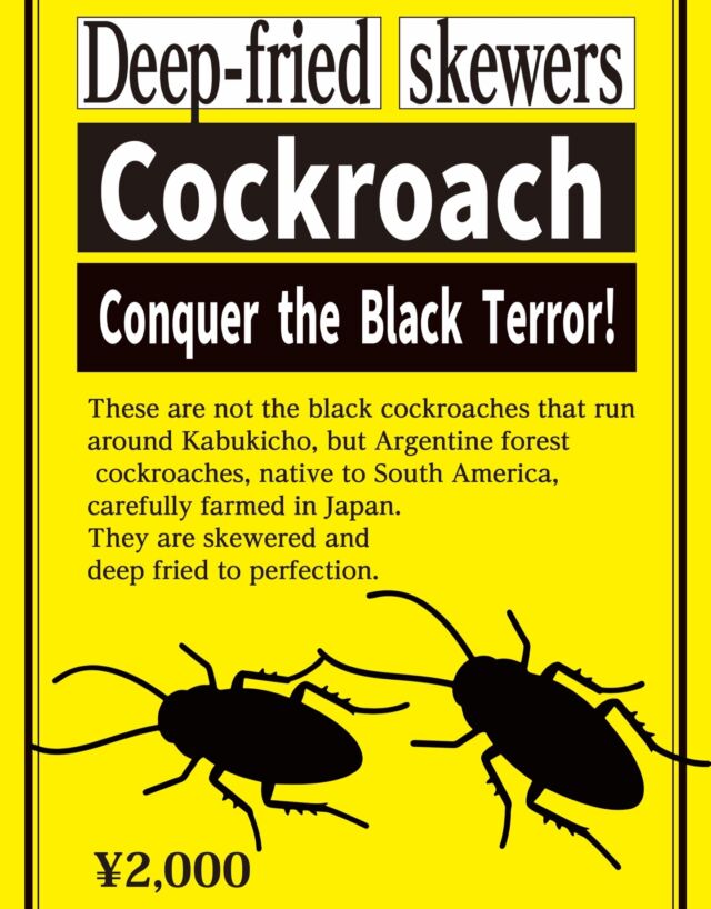 🪳 寺子屋でGの黒い恐怖を克服せよ！ 🪳
歌舞伎町を駆け回る あの黒いゴキブリ、 
ではなく国内で丁寧に養殖された
南米出身 アルゼンチンモリゴキブリです。 
串に刺してカラッと 揚げました。

🏮新宿歌舞伎町 思い出の抜け道【寺子屋】
@terakoya_shinjuku
———————————————————
予約は1日4名様まで・19:00〜20:30までの入店のみ
新宿区歌舞伎町1-3−10 新宿センター街 1F
OPEN 24 hours
Reservations are limited to 4 persons per day 
and entry from 19:00 to 20:30
———————————————————
🏮Shinjuku Kabukicho, OMOIDE NO NUKEMICHI【TERAKOYA】

🪳 Conquer the Black Horror at Terakoya! 🪳
Not the black roaches running around Kabukicho, 
but the South American Roaches
 (Argentine Wood Cockroaches) 
carefully farmed in Japan. 
Skewered and deep-fried to a crisp! 
Dare to try this crunchy delicacy?

#寺子屋
#思い出の抜け道
#ShinjukuBar
#歌舞伎町飲み屋
#昆虫食